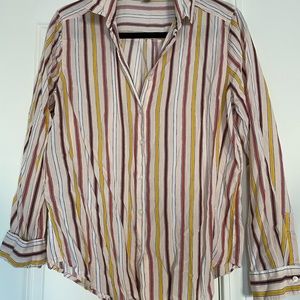 Ann Taylor Factory Multi Color Stripped Long Sleeve Shirt